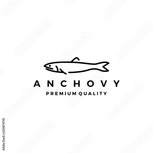 anchovy fish logo vector icon seafood illustration