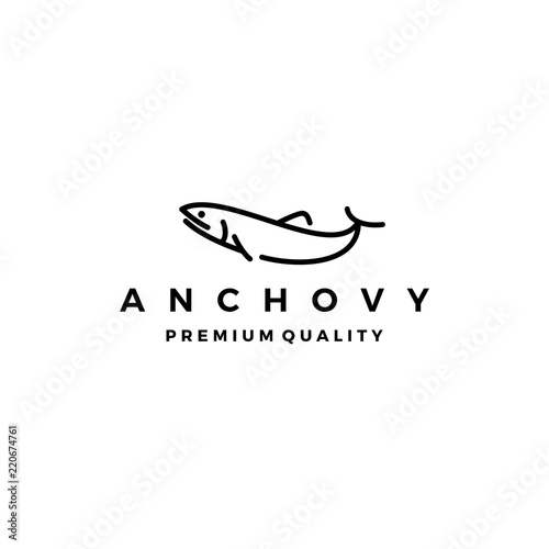 anchovy fish logo vector icon seafood illustration