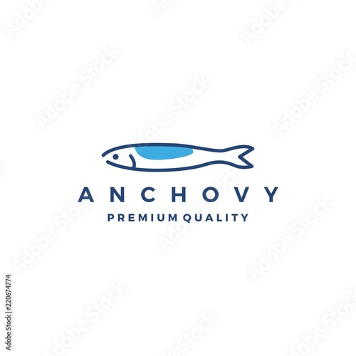 anchovy fish logo vector icon seafood illustration