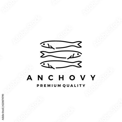 anchovy fish logo vector icon seafood illustration