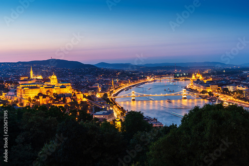 Panoramic view of Budapest at twilight