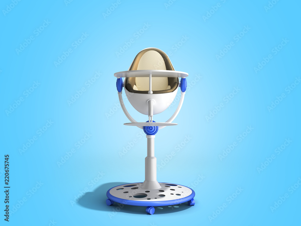 modern baby chair for feeding 3d render image for advertising on blue modern baby chair for feeding 3d render image for advertising on blue