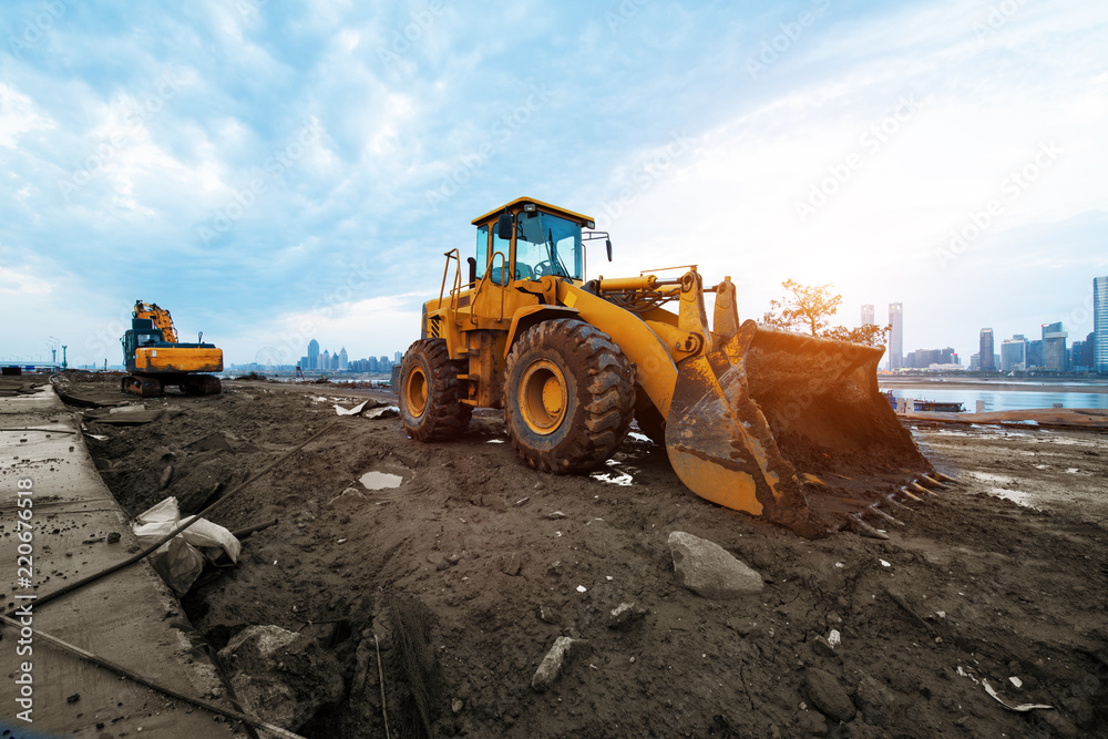 Obraz premium bulldozer on a building site