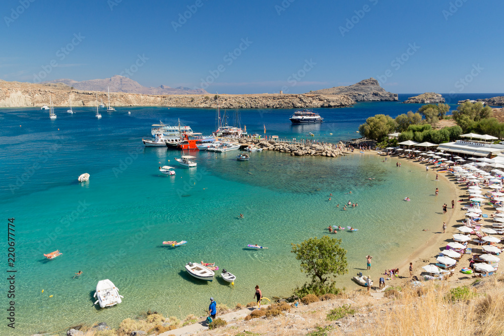 Obraz premium Beach of Lindos, Rhodes, Greece