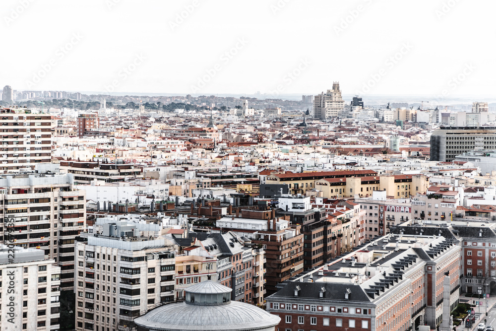 Panorama of color Madrid residential areas in day