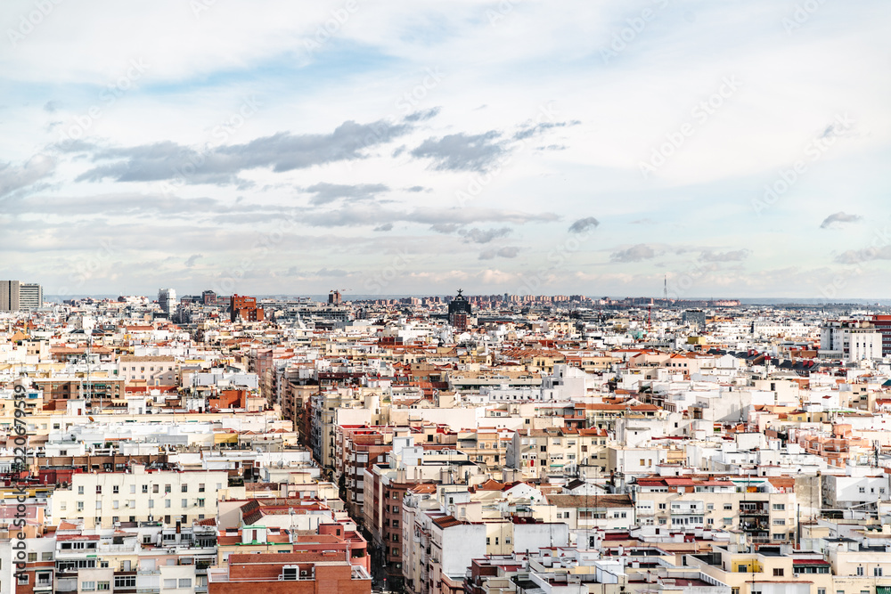 Panorama of color Madrid residential areas in day