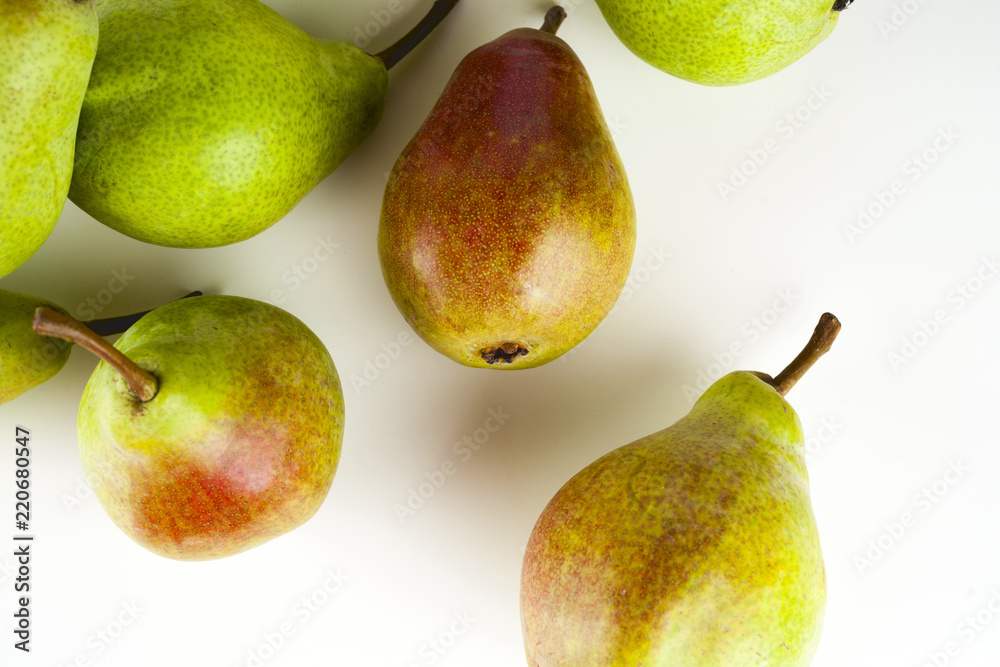 Pears isolated on white background. Copy space for text Pears isolated on white background. Copy space for text