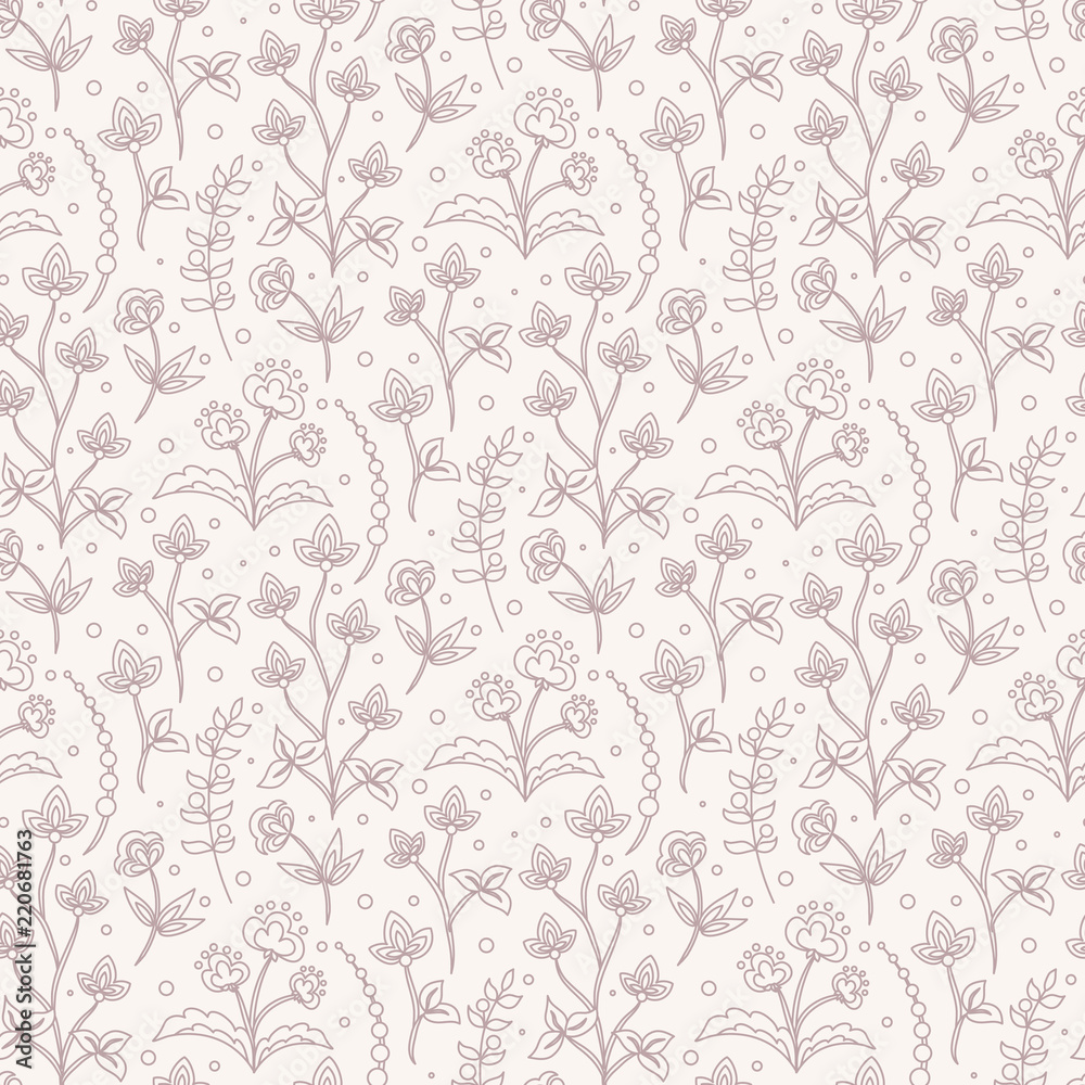 Fototapeta premium Jacobean floral pattern, meadow flowers background