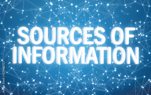 Sources of information interface on blue network background