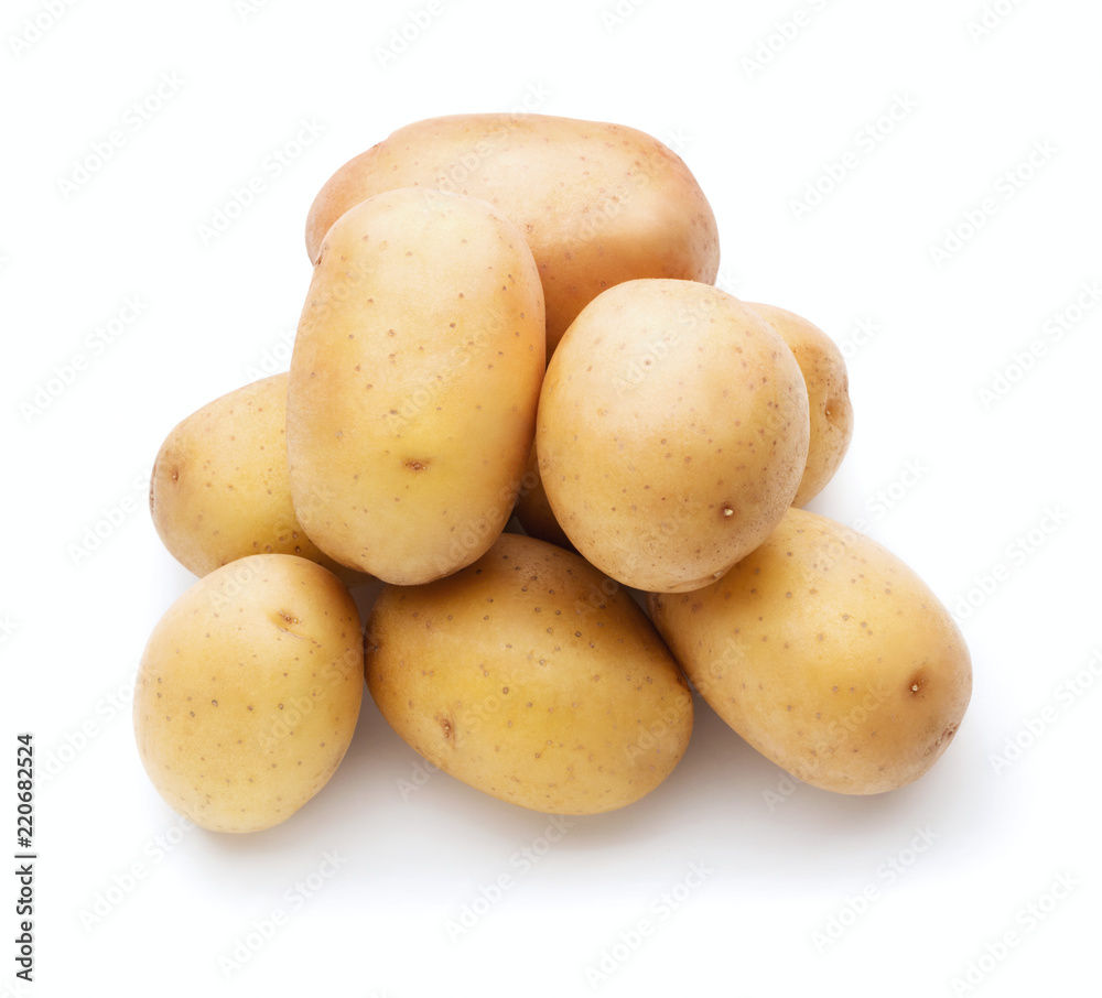 heap of fresh raw potato vegetables isolated on white background heap of fresh raw potato vegetables isolated on white background