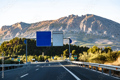 Spanish highway leading to mountains Sierra Nevada
