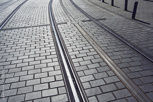 Tramway track in the city
