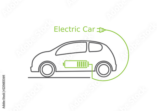 Logo electric car .Side view of electric car