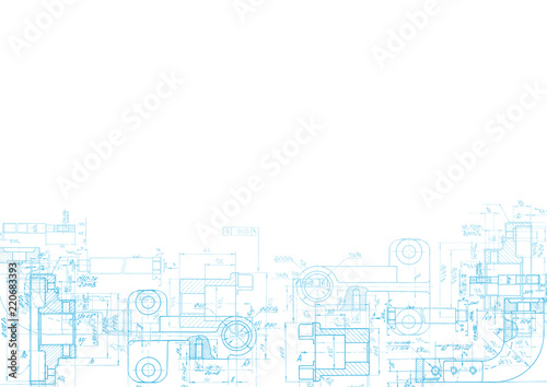 Mechanical Engineering drawing . Technical drawing background