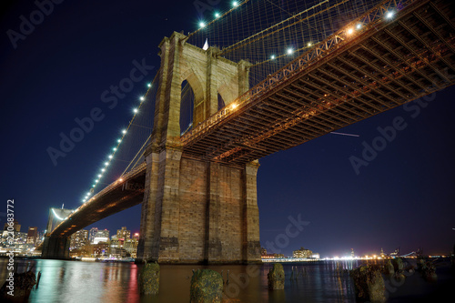 Manhattan Bridge and Brooklyn Skyline at night