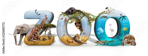 Zoo 3D Word and Animal Composite photo