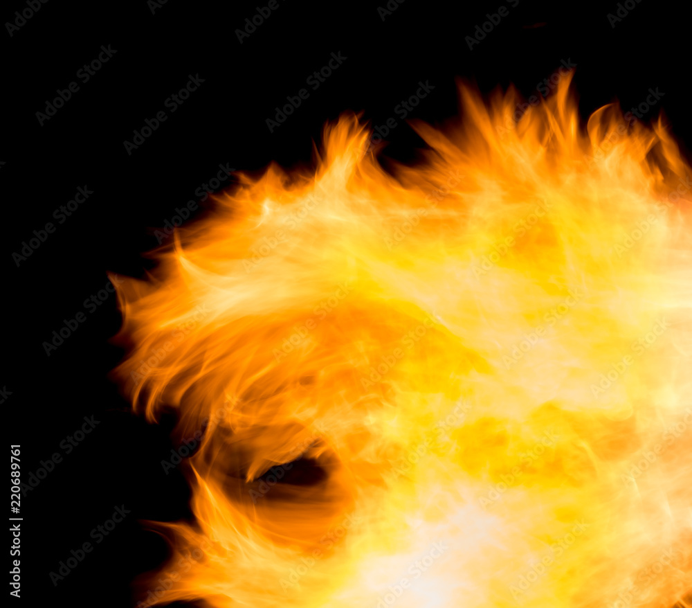 Fototapeta premium Fire flames on a black background,Motion blur