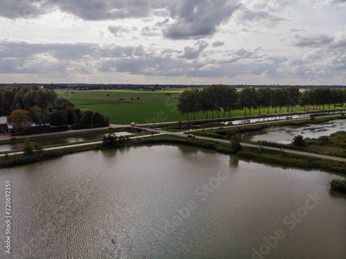 Aerial shot over the dutch polder