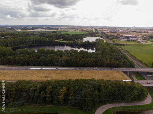 Aerial shot over a highway, A15 Bemmel GLD photo