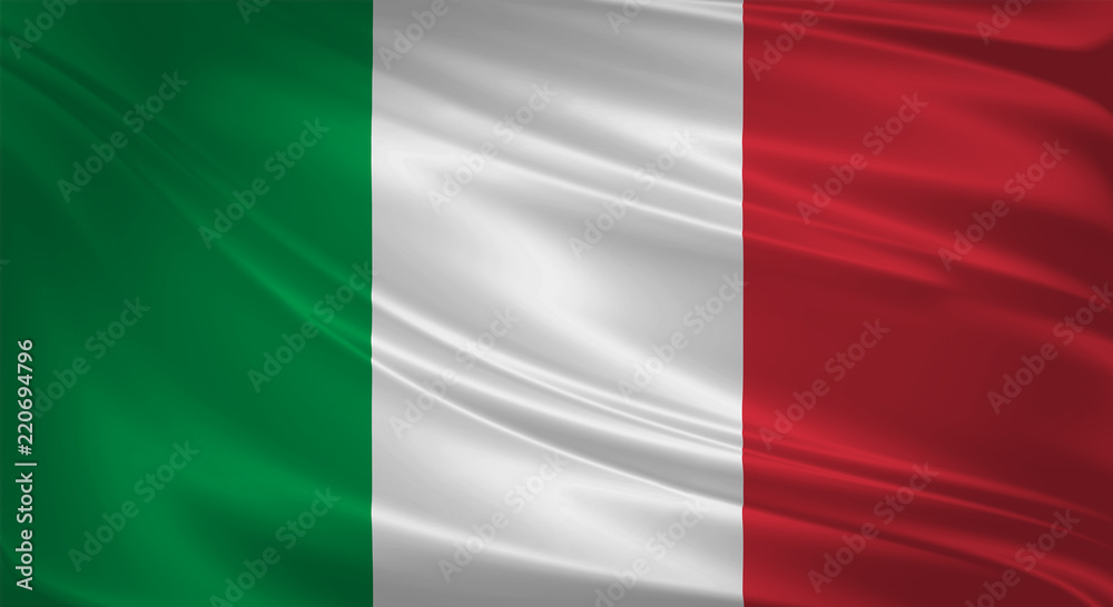 Italy flag blowing in the wind. Background texture. 3d rendering, wave.