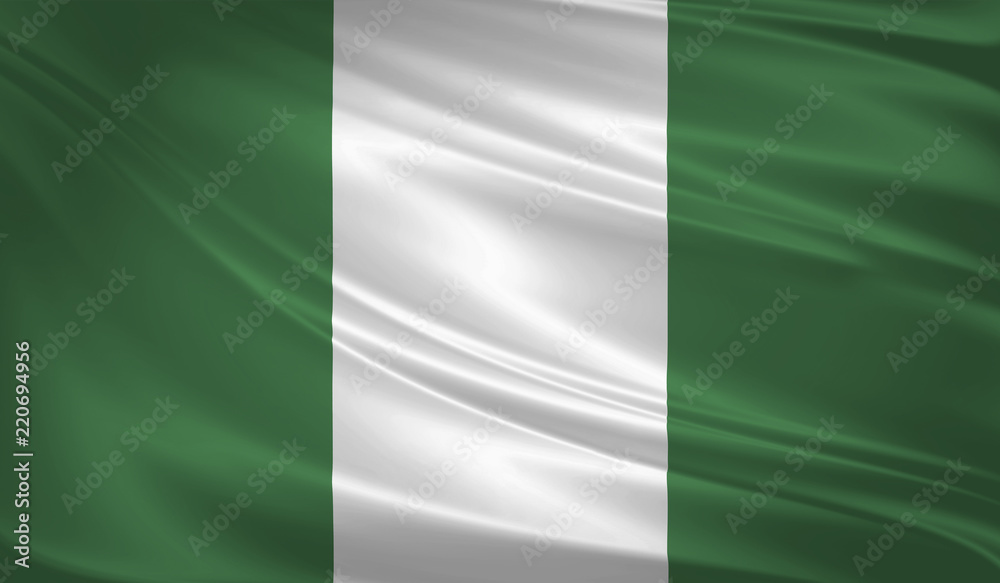 Nigeria flag blowing in the wind. Background texture. 3d rendering, waving flag