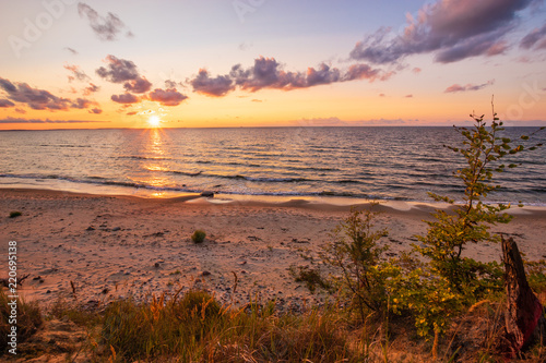 Fototapeta Morze Bałtyckie, zachód słońca na klifach w Wolińskim Parku Narodowym