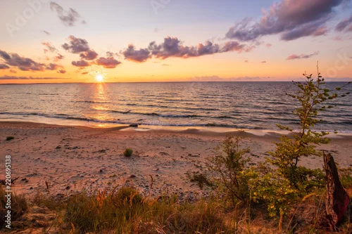 Obraz Morze Bałtyckie, zachód słońca na klifach w Wolińskim Parku Narodowym