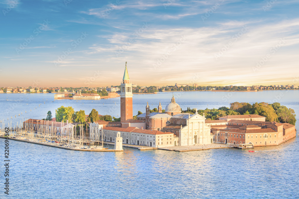 Beautiful view of the Cathedral of San Giorgio Maggiore, on an island in the Venetian lagoon, Venice, Italy