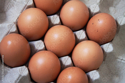 Detail of brown eggs close up
