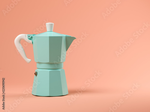 Blue coffeepot on pink background 3D illustration photo