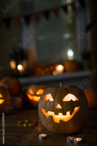 Pumpkin and candy of Halloween