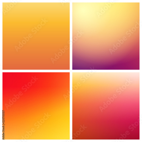 Set of Vector Gradient Backgrounds in warm colors