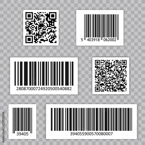 Bar Code Set Vector. Qr cide. Universal Product Scan Code. photo