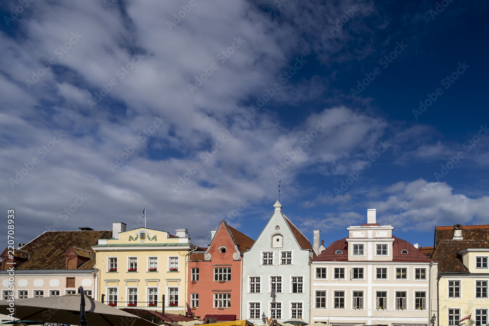 Typical colorful houses in the Old Town of Tallinn, Estonia
