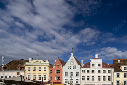 Typical colorful houses in the Old Town of Tallinn, Estonia