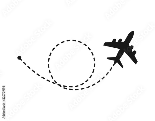 World travel and tourism concept. Airplane flying above world map. Vector illustration.