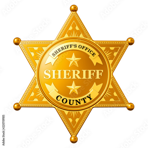 Sheriff Star Badge, 3D rendering photo