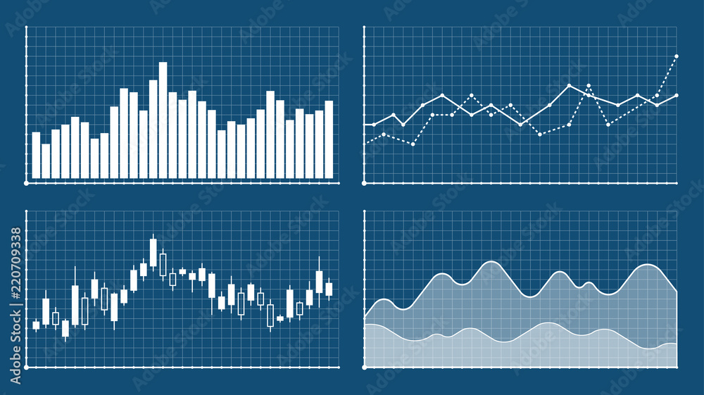 Bar graph and line graph templates, business infographics, vector illustration. Graphs and charts set. Statistic and data, information infographic.