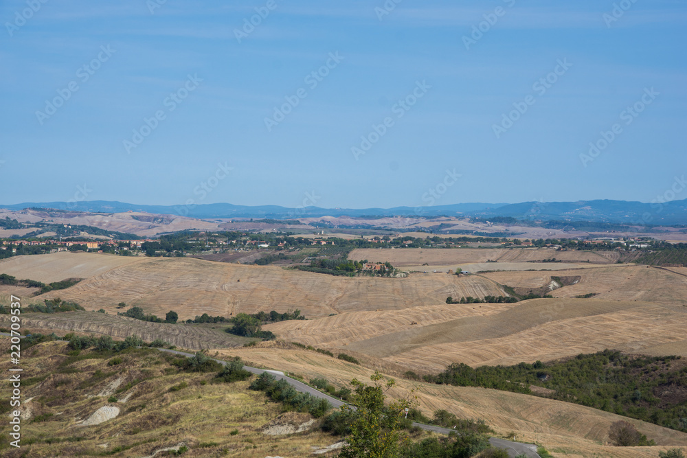 Scenic views of the Tuscan countryside near Pienza, Italy