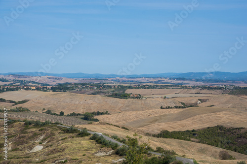 Scenic views of the Tuscan countryside near Pienza, Italy