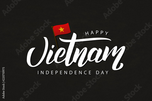 Vector realistic isolated typography logo for Vietnam Independence Day for decoration and covering on the dark background.