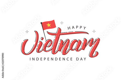 Vector realistic isolated typography logo for Vietnam Independence Day with thin line art design for decoration and covering on the white background.