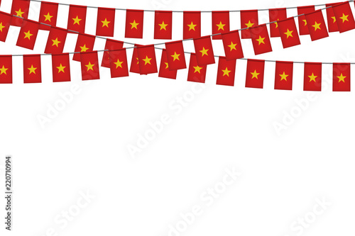 Vector realistic isolated party flags for Vietnam Independence Day for decoration and covering on the white background.