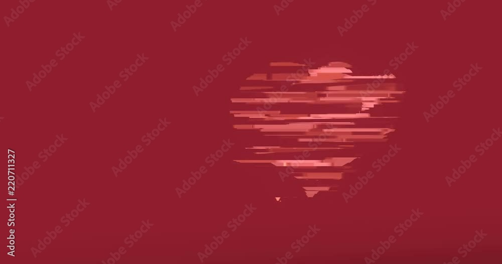 animation - modern heart love glitch background. 4k footage valentines day