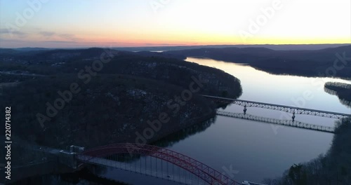 Aerial of Bridges Over the New Croton Reservoir in Westchester photo