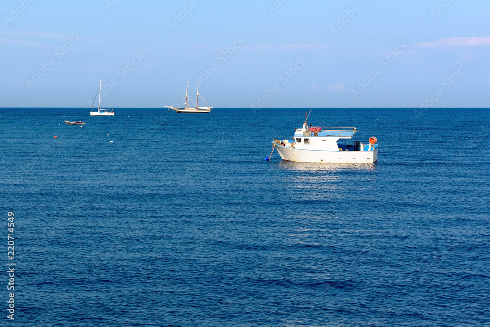 Small ship on the Tyrrhenian Sea