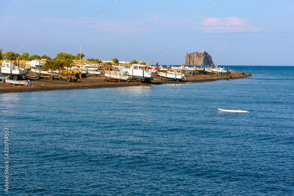 View of coast of Stromboli Island
