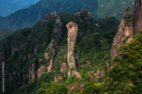 Sanqingshan, Mount Sanqing National Park - Jiangxi Province, China. National Geopark and Sacred Taoist Mountain, UNESCO World Heritage. Chinese Giant Boa Natural Stone Formation, Python Snake Rock photo