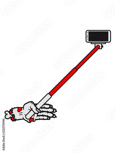 foto selfie stick stab handy smartphone hand arm abgetrennt zombie tot gestorben biohazard infektion apokalypse comic cartoon clipart untoter wandelnde leiche horror halloween