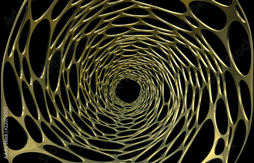 Ragnatela dorata, illustrazione 3d, tunnel photo